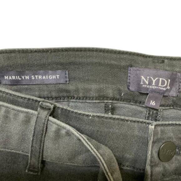 NYDJ Marilyn Straight Denim Jeans Womens 16 Belted High Rise Faded Casual NWT - Picture 9 of 12